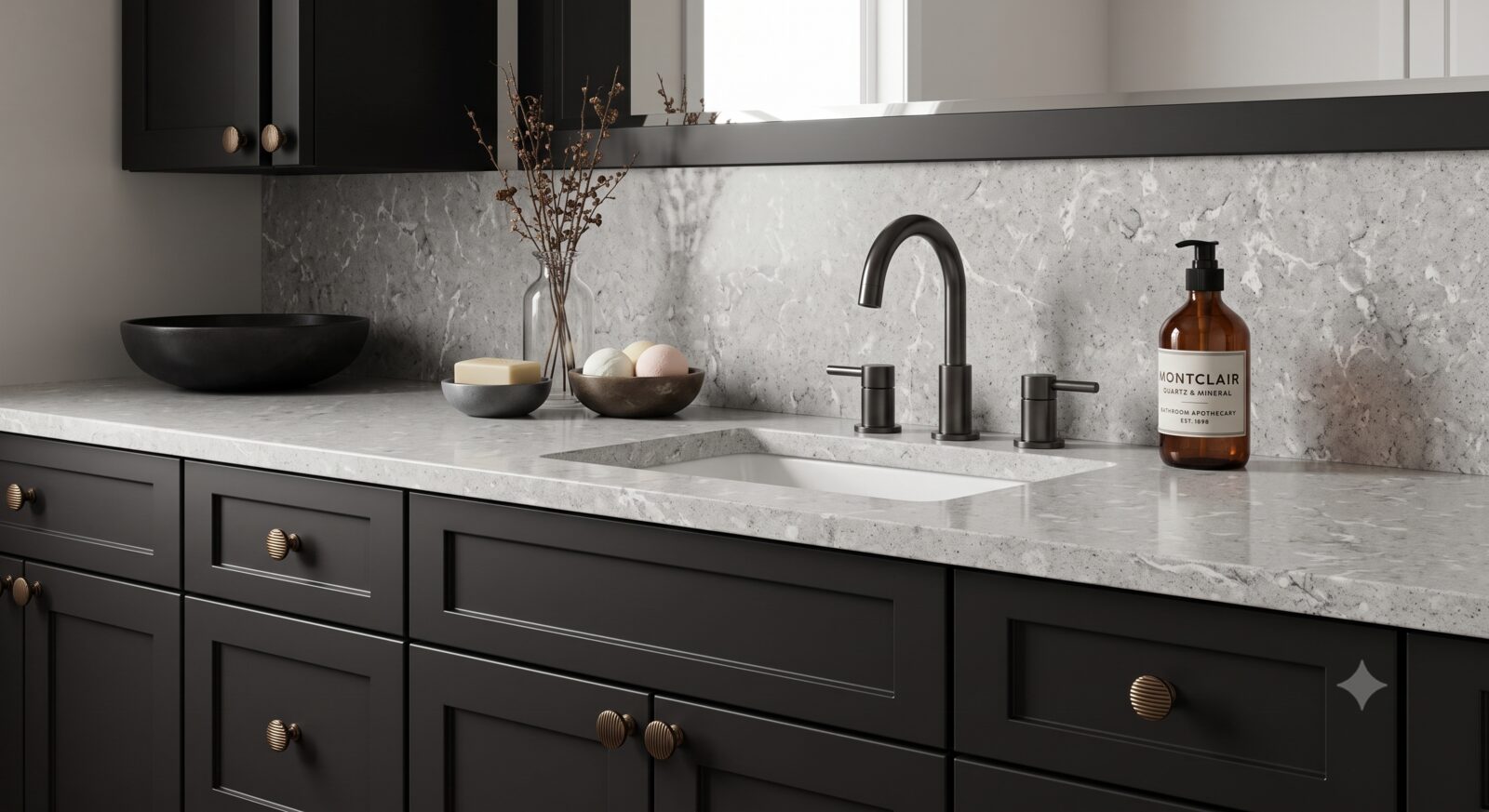 Quartz bathroom vanity countertop installation Southern California